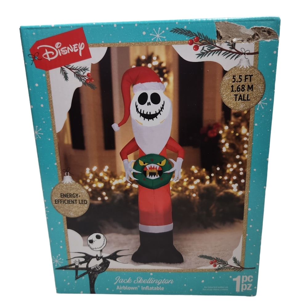 Disney Jack Skellington Nightmare Before Christmas Airblown Inflatable LED 5.5ft